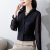 Lace Ruffles Chiffon Shirts Women's Clothing 2023 Autumn Winter Office Lady Long Sleeve Pullovers Vintage Elegant Blouse 4XL