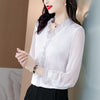 Lace Ruffles Chiffon Shirts Women's Clothing 2023 Autumn Winter Office Lady Long Sleeve Pullovers Vintage Elegant Blouse 4XL