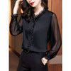 Lace Ruffles Chiffon Shirts Women's Clothing 2023 Autumn Winter Office Lady Long Sleeve Pullovers Vintage Elegant Blouse 4XL