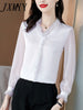 Lace Ruffles Chiffon Shirts Women's Clothing 2023 Autumn Winter Office Lady Long Sleeve Pullovers Vintage Elegant Blouse 4XL