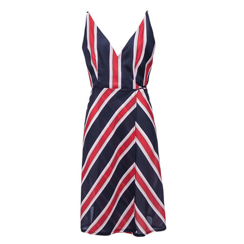 Lace Up Girl's Print Mini Dress Sleeveless Halter Backless Spaghetti Strap Sheath Female Vestidos Vintage Women Dress QWA1435-45