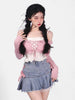 Lace Up Kawaii Denim Mini Skirt Women Lolita Pink Bow Bandage Patchwork High Waist Pleated Jean Skirt Y2k Shorts Summer Skater