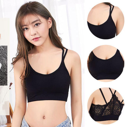 Lace bralette crop top Women 2022 Sexy Vest Chest Padded Tank Tops For Women Ladies Bra Wearing Fitness Underwear
