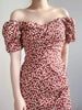 Ladies 2022 Puff Sleeve Summer Short Puff Sleeve Cherry Print Midi Dress