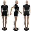 Ladies Black Suit Two Piece Shorts Set Summer Patchwork Button Baseball Jackets Top+Sexy Slim Short Pants Sports Outfits