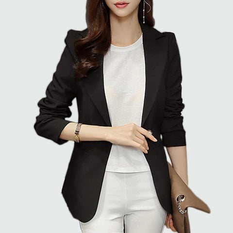 Ladies Blazer 2022 Long Sleeve Blaser Women Suit Jacket Office Lady Female Feminine Blazer Femme Royal Blue / Black Blazer
