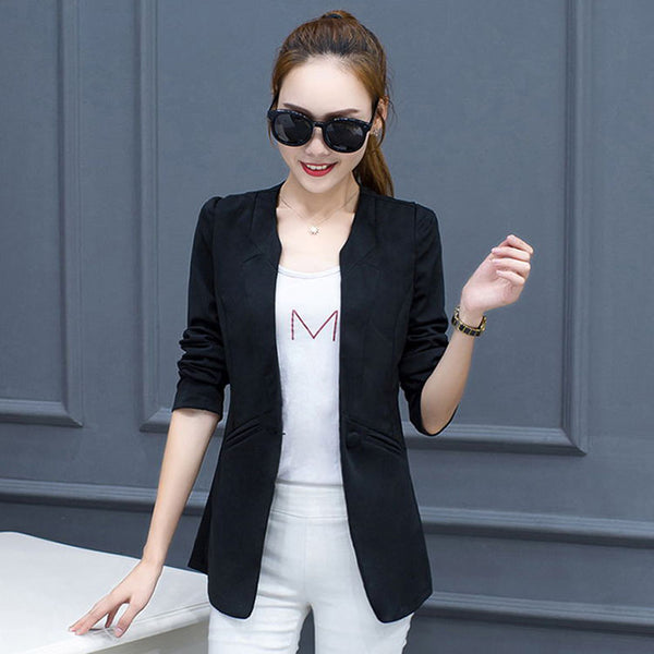 Ladies Blazers and Coats Plus Size Office Wear Long Sleeve White Black Slim Small Suit Blazer Jackets Women Korean Coat Female
