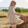 Ladies Bohemia Short Floral Print Summer Dress Women Loose Casual High Waist Butterfly Sleeve Mini Women Dress Female Vestidos