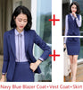Ladies Business Work Wear Suits Formal Professional Blazers With 3 Pieces Jackets +Vest +Skirt For Ladies Blazers Outfits