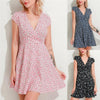 Ladies Dress High Waist Summer Mini Floral Sexy V Neck Short Sleeve Line Dress Street Casual Ladies Dress