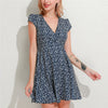 Ladies Dress High Waist Summer Mini Floral Sexy V Neck Short Sleeve Line Dress Street Casual Ladies Dress