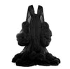 Ladies Dressing Gown Perspektive Long Robe Fluffy Flared Sleeve Party Dress Solid Belt V Neck Cosplay Skirt Dresses for Women