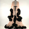 Ladies Dressing Gown Perspektive Long Robe Fluffy Flared Sleeve Party Dress Solid Belt V Neck Cosplay Skirt Dresses for Women