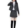 Ladies Elegant Short Blazer Mini Skirts Suits 2023 Spring And Autumn Slim Fit Plaid Tweed Two Piece Set Women Outfits M624