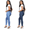 Ladies High Waist Elastic Force Broken Hole Jeans Jumpsuit Long sexy Female Pants Overalls High Street Ladies Jumpsuit