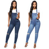 Ladies High Waist Elastic Force Broken Hole Jeans Jumpsuit Long sexy Female Pants Overalls High Street Ladies Jumpsuit