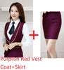 Ladies Office Formal Blazers Autumn Winter With Vest And Skirt For Women Business Blazer Uniforms Outfits Plus Size Red