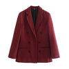 Ladies Office Lady Plaid Lapel Collar Double Breasted Blazer Women Slim Casual Outerwear Work Jacket Women Coat Chic Tops Female