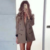 Ladies Office Lady Plaid Lapel Collar Double Breasted Blazer Women Slim Casual Outerwear Work Jacket Women Coat Chic Tops Female