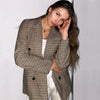 Ladies Office Lady Plaid Lapel Collar Double Breasted Blazer Women Slim Casual Outerwear Work Jacket Women Coat Chic Tops Female