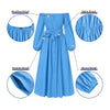Ladies Party Dress 2023 VONDA Women Long Lantern Sleeve Off The Shoulder Dresses Loose Solid Sundress Oversize Long Robe
