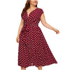 Ladies Plus Size Polka Dot Print Midi Dress Female Large Size Bandage V-neck Oversize Summer Sleeveless Dresses vestido mujer