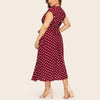 Ladies Plus Size Polka Dot Print Midi Dress Female Large Size Bandage V-neck Oversize Summer Sleeveless Dresses vestido mujer