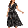 Ladies Plus Size Polka Dot Print Midi Dress Female Large Size Bandage V-neck Oversize Summer Sleeveless Dresses vestido mujer
