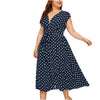 Ladies Plus Size Polka Dot Print Midi Dress Female Large Size Bandage V-neck Oversize Summer Sleeveless Dresses vestido mujer