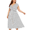 Ladies Plus Size Polka Dot Print Midi Dress Female Large Size Bandage V-neck Oversize Summer Sleeveless Dresses vestido mujer