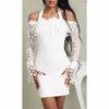Ladies Sexy White Lace Dress Long Sleeve Women Dress Bodycon Off Shoulder Lace Wedding Party Clubwear Evening Short Mini Dress