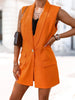 Ladies Shawl Collar Sleeveless One Button Vest Blazer