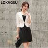 Ladies Small Suit Jacket 2023 Spring Summer Elegant Lace Coat Women OL Slim White Short Jacket  Is646