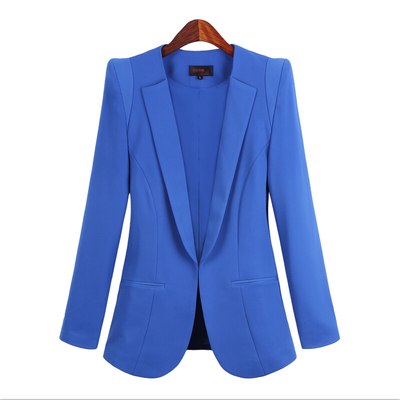 Ladies Spring Women Slim  Coat New Plus Size 5XL Blue Casual Jacket Long Sleeve One Button Suit Lady Blazers Work Wear
