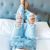 Ladies Streetwear Jeans Casual Straight Leg Jeans High Waist Loose Fitting Jeans Ripped Holes Thin Women Denim Trousers feminino