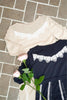 Ladies Stylish Short Sleeve O Neck Knit Hollow Out Contrast Lace Patchwork Midi Dress