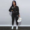 Ladies Suit Streetwear Long-Sleeved Tops Empty Loose Wide-Leg Pants Two-Piece Casual Home Sexy Slim Suit Women