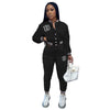 Ladies Suit Streetwear Long-Sleeved Tops Empty Loose Wide-Leg Pants Two-Piece Casual Home Sexy Slim Suit Women