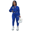 Ladies Suit Streetwear Long-Sleeved Tops Empty Loose Wide-Leg Pants Two-Piece Casual Home Sexy Slim Suit Women