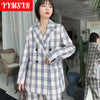 Ladies Suit Female Jacket Women's Retro Plaid Casual Temperament Top Trend Loose and Versatile Long-sleeved Clothes