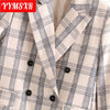 Ladies Suit Female Jacket Women's Retro Plaid Casual Temperament Top Trend Loose and Versatile Long-sleeved Clothes