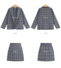 Ladies Suits Autumn and Winter Elegant Office Plaid Long-sleeved Single-breasted Pocket Suit Jacket + Skirt Suit