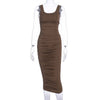 Ladies Summer Women Bandage Party Club Dresses Female Pleated Vestido Strapless Sleeveless Backless Solid Bodycon