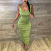 Ladies Summer Women Bandage Party Club Dresses Female Pleated Vestido Strapless Sleeveless Backless Solid Bodycon