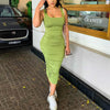 Ladies Summer Women Bandage Party Club Dresses Female Pleated Vestido Strapless Sleeveless Backless Solid Bodycon