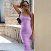 Ladies Summer Women Bandage Party Club Dresses Female Pleated Vestido Strapless Sleeveless Backless Solid Bodycon