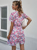 Ladies Vintage Floral Print Short Summer Dress Women Casual V Neck Ruffles Party Beach Mini Dress Women Sundress Vestidos Female