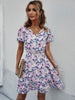 Ladies Vintage Floral Print Short Summer Dress Women Casual V Neck Ruffles Party Beach Mini Dress Women Sundress Vestidos Female