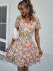 Ladies Vintage Floral Print Short Summer Dress Women Casual V Neck Ruffles Party Beach Mini Dress Women Sundress Vestidos Female