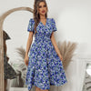 Ladies Vintage Floral Print Summer Dress Women V Neck Casual Long Party Holiday Beach Dress Women Sundress Vestidos Robe Female